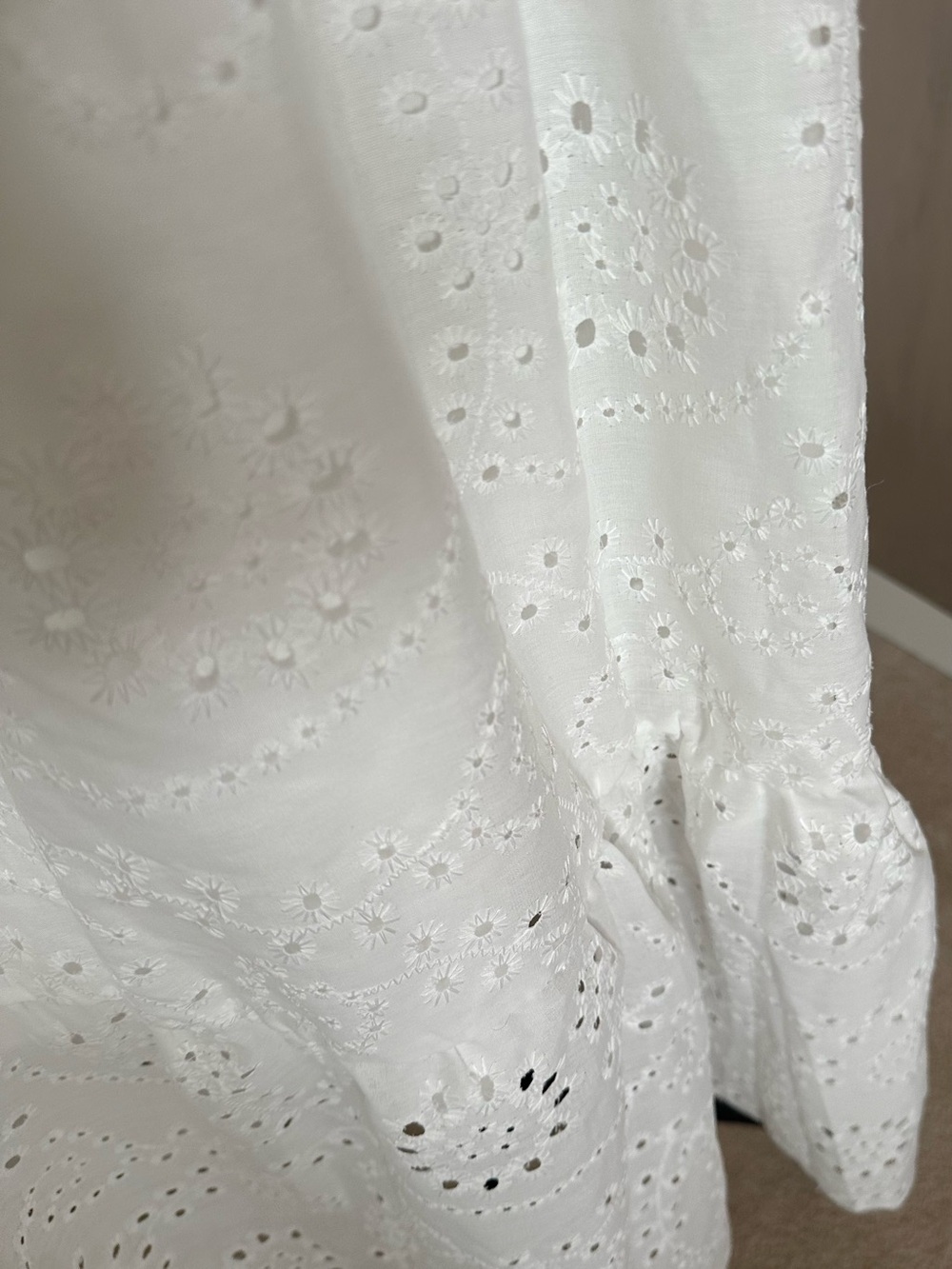 Cottagecore Boho White Eyelet Midi Maxi Dress Puff Sleeve Coastal Praire Modest - Picture 5 of 14